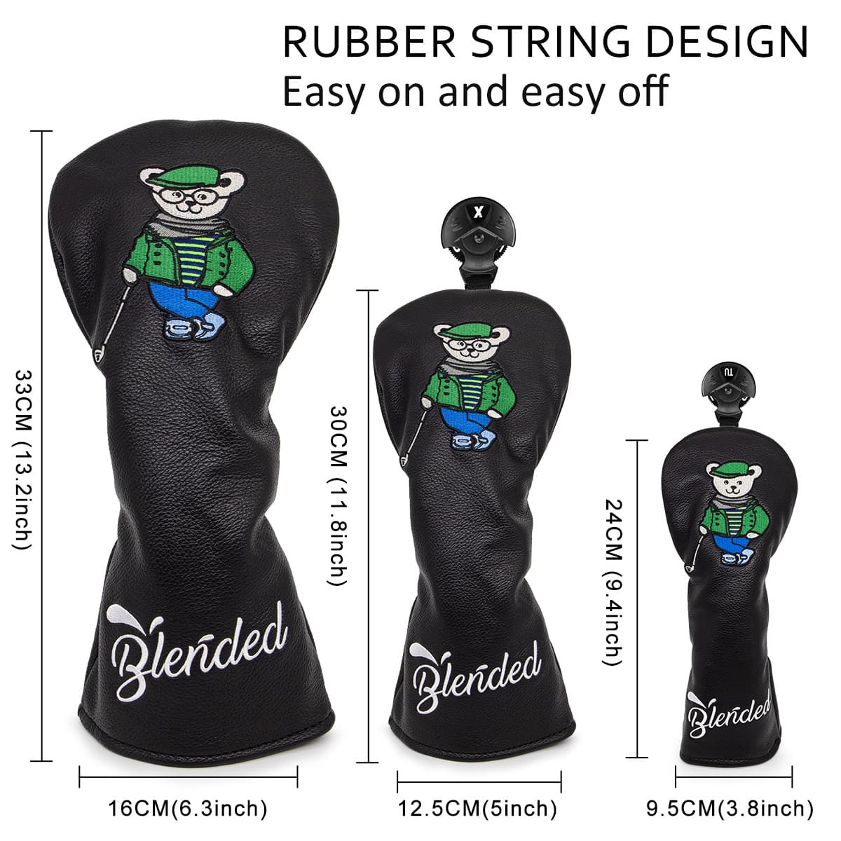 ヘッドカバー ゴルフ熊キャラクター刺繍入りドライバーカバー