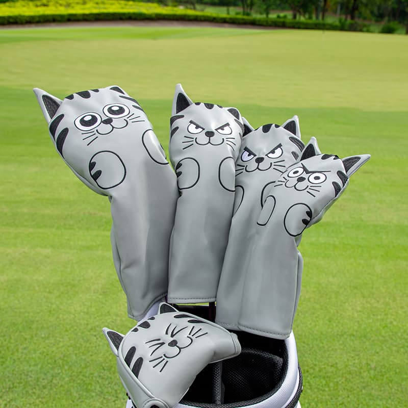 ヘッドカバー キュート猫モチーフ立体アイアンカバー