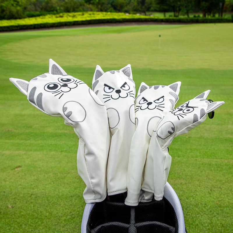 ヘッドカバー キュート猫モチーフ立体アイアンカバー