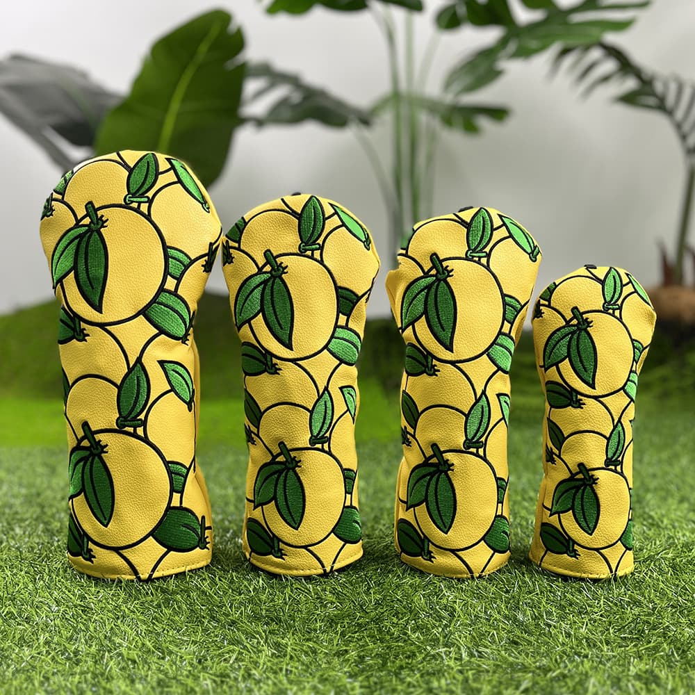 ヘッドカバー 果物模様の番号付きウッドカバー四本組
