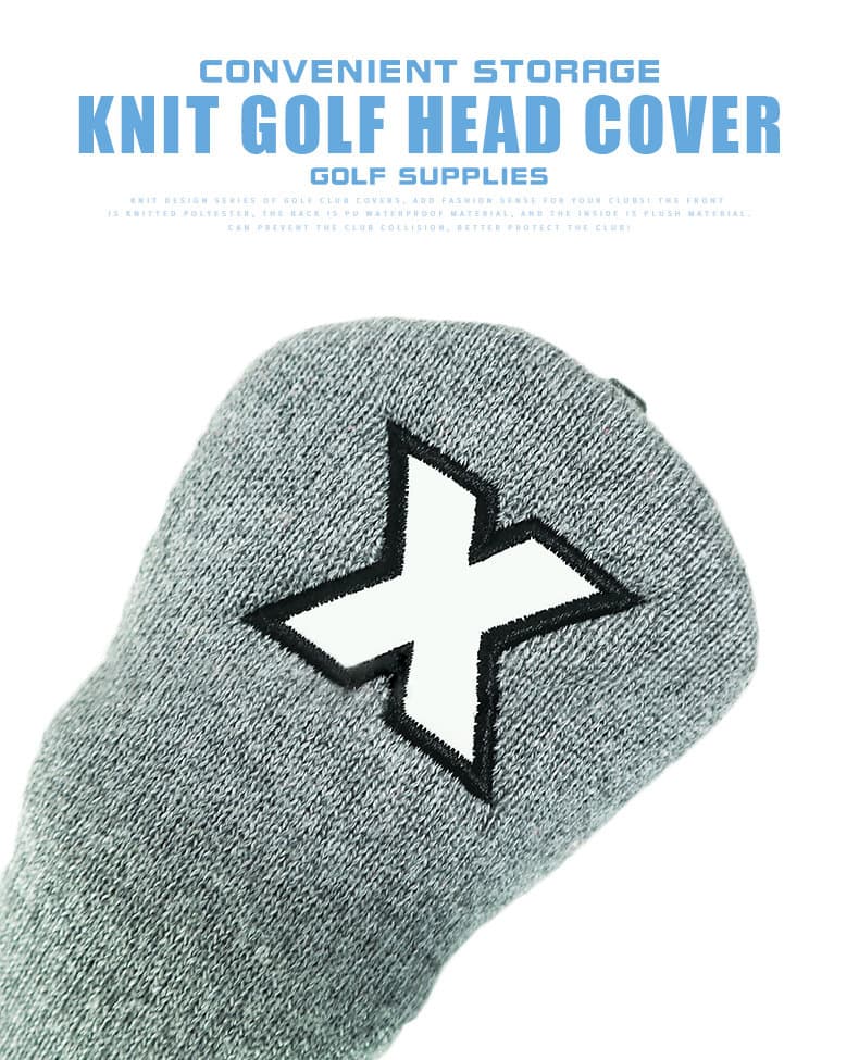 ヘッドカバー 番号刺繍入りニット製ウッドカバー四本組