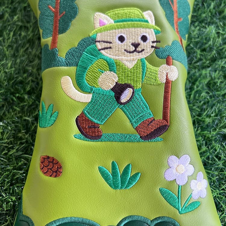 ヘッドカバー ゴルフ猫刺繍入り森林デザインドライバーカバー