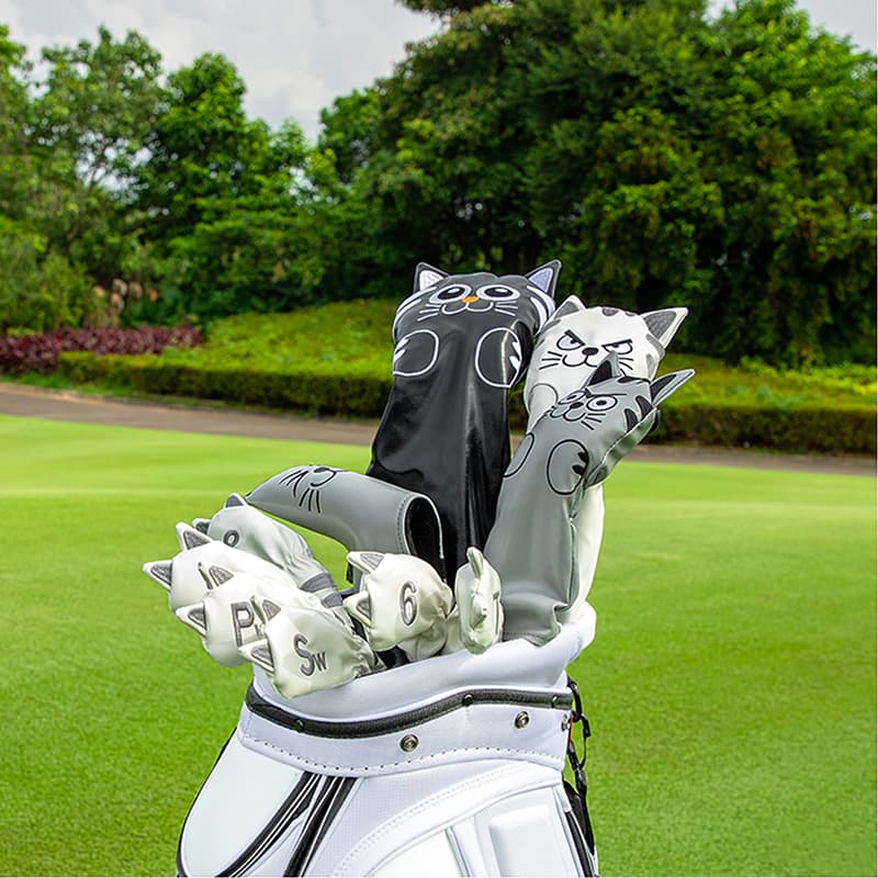 ヘッドカバー キュート猫モチーフ立体アイアンカバー